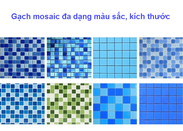 Gạch mosaic đa dạng mẫu mã kích thước